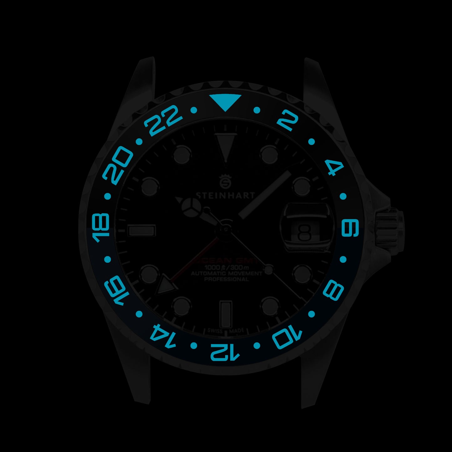 Ocean One Ceramic: GMT style ceramic bezel insert Black/Navy Blue (Dark Knight)