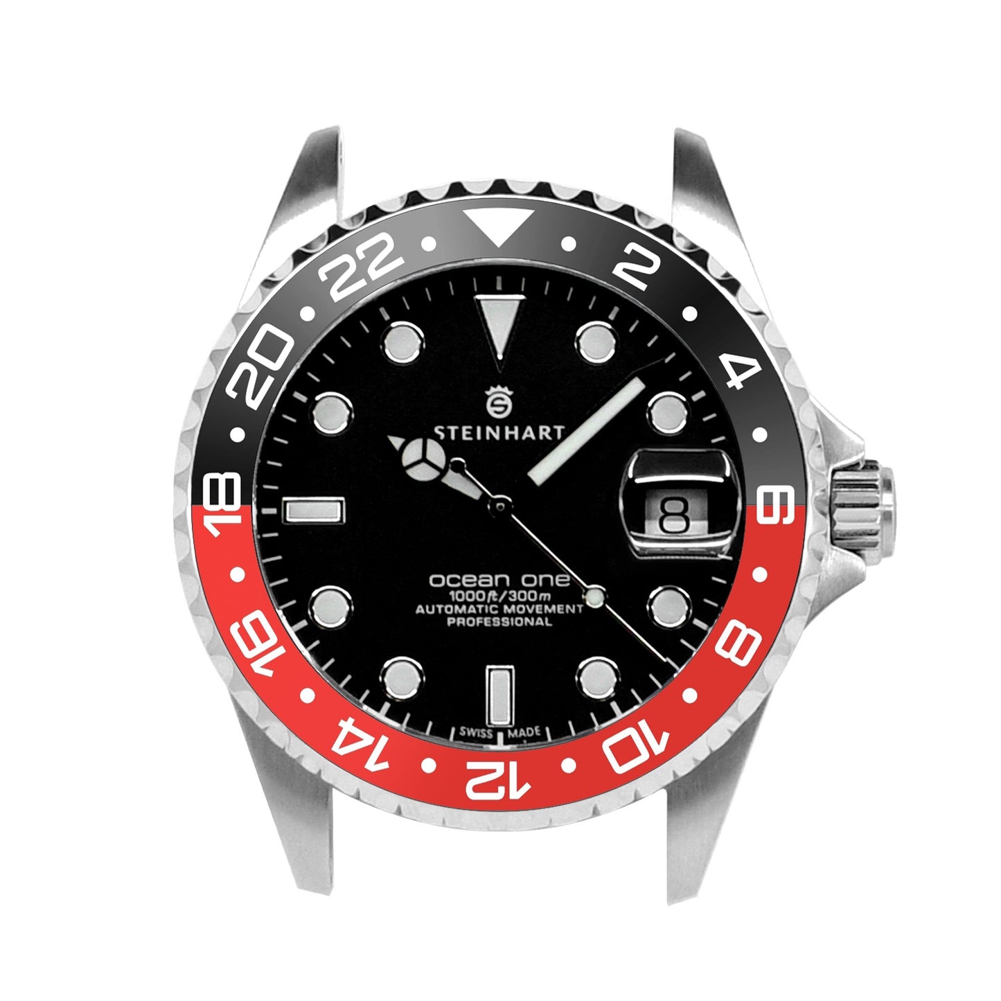 Ocean One Aluminum: GMT style ceramic bezel insert Black/Red (Coke)