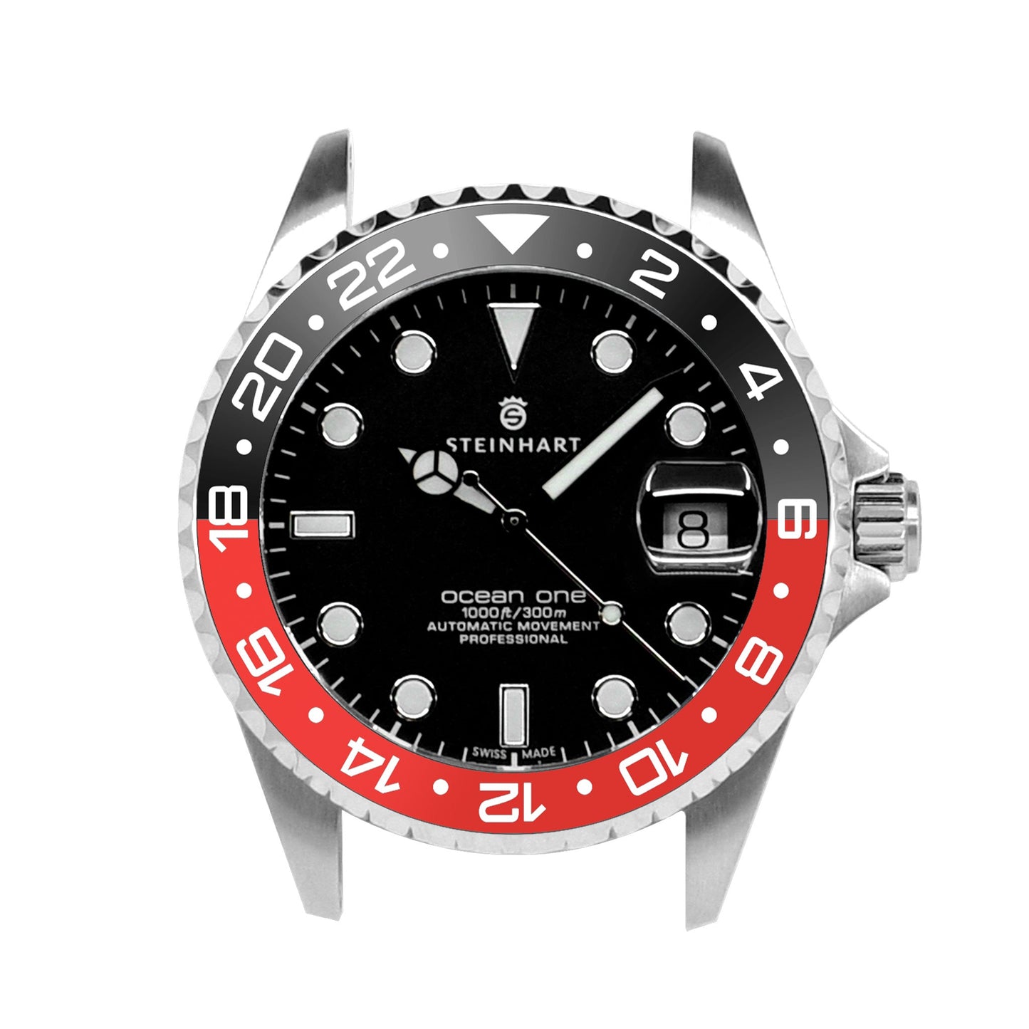 Ocean One Ceramic: GMT style ceramic bezel insert Black/Red (Coke)