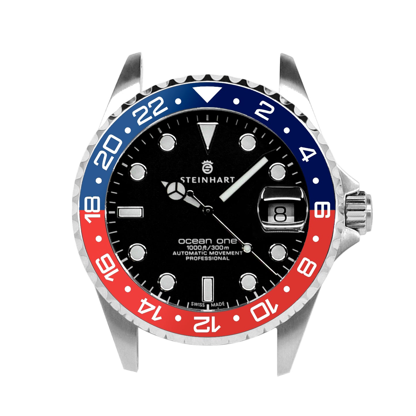 Ocean One Aluminum: GMT style ceramic bezel insert Navy Blue/Red (Pepsi)