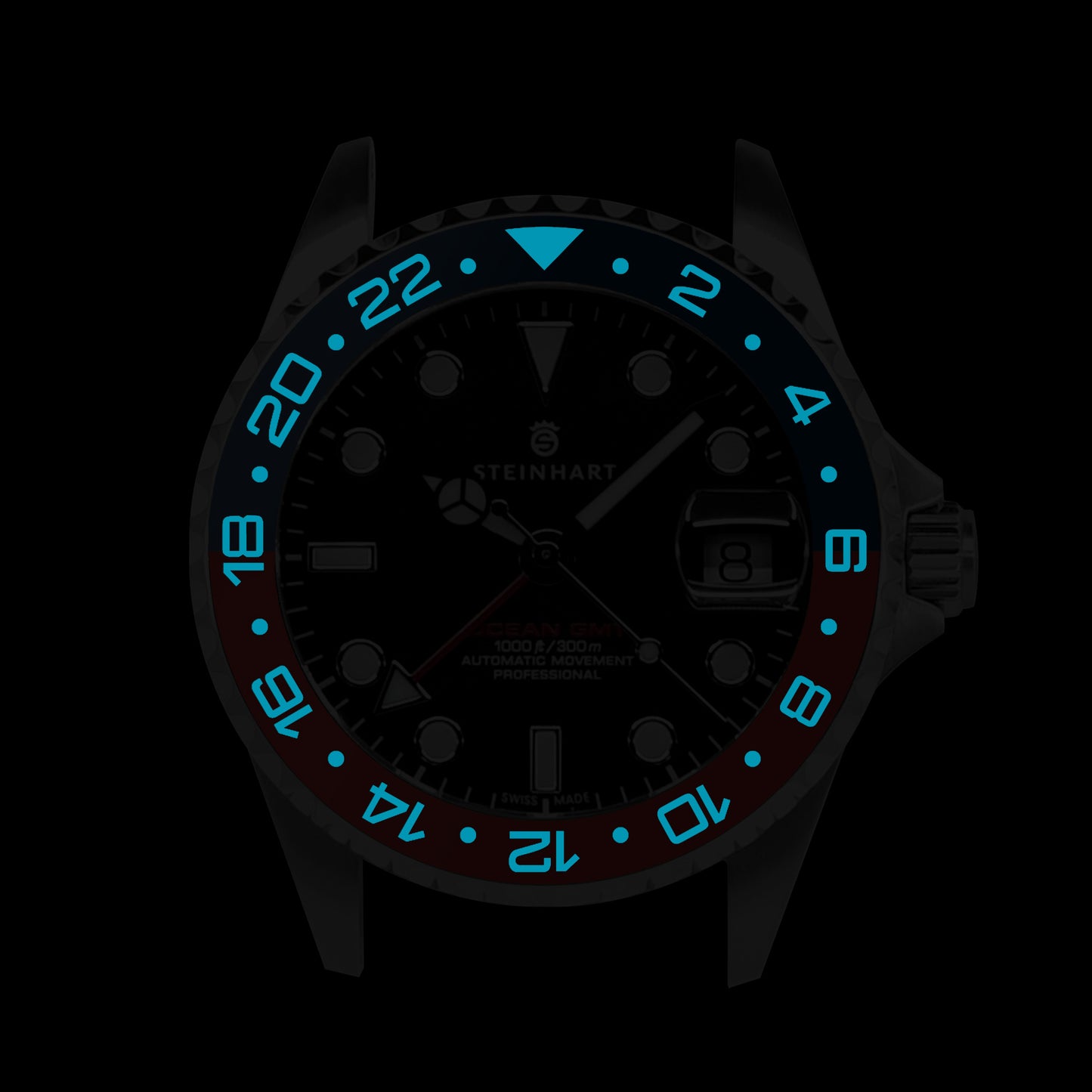 Ocean One Aluminum: GMT style ceramic bezel insert Navy Blue/Red (Pepsi)