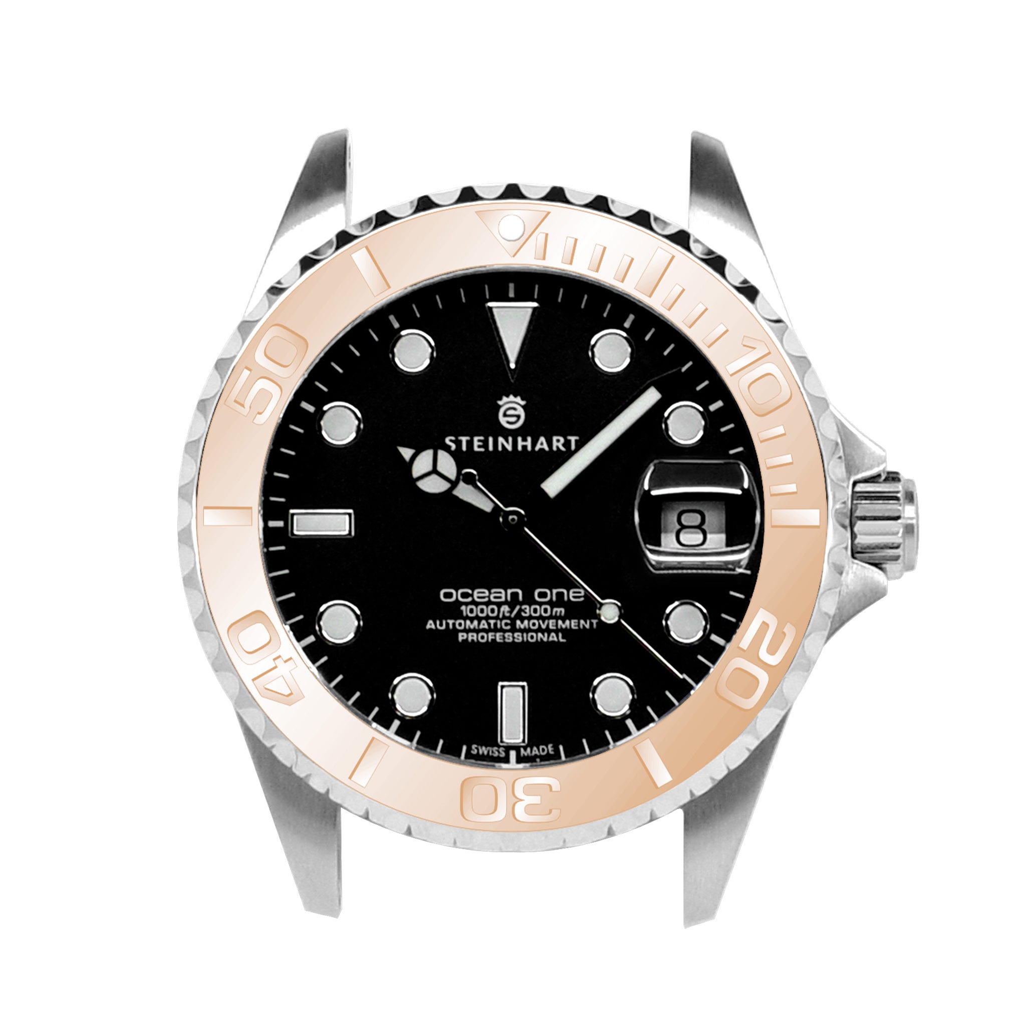 Ocean Insert Ocean 39 Aluminum: YM style ceramic bezel insert Rose Gold – Steinhart Mods
