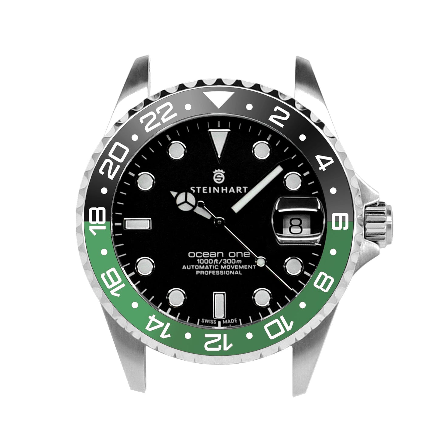 Ocean One Ceramic: GMT style ceramic bezel insert Black/Green (Sprite)