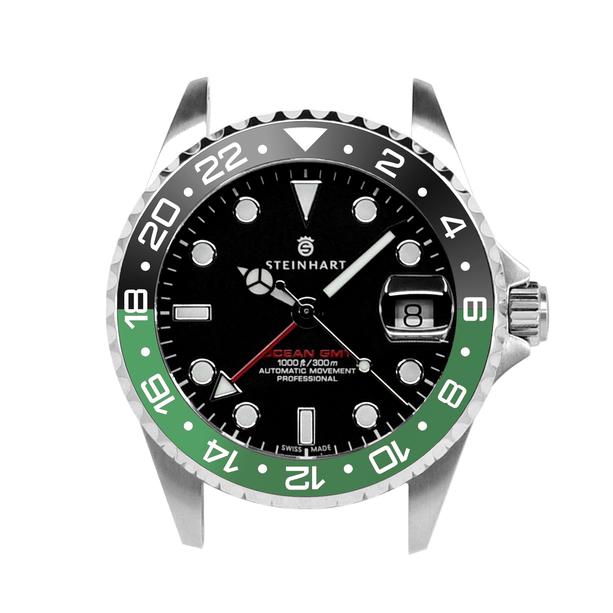 Ocean 39 Ceramic GMT style ceramic bezel insert Black Green Sprite Steinhart Mods