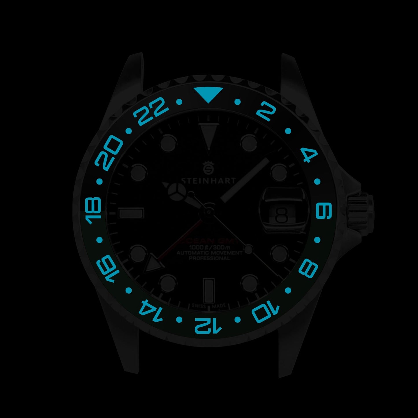 Ocean One Aluminum: GMT style ceramic bezel insert Black/Green (Sprite)