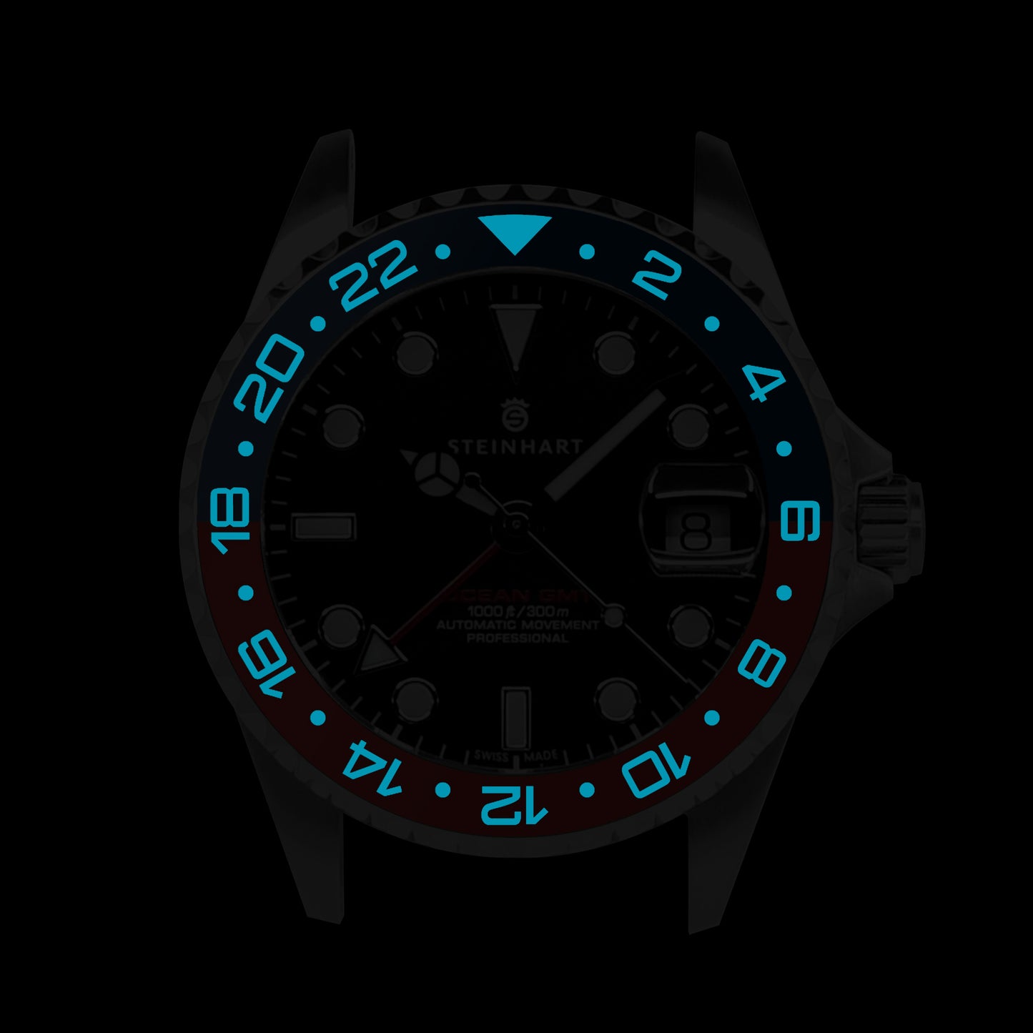 Ocean 39 Ceramic: GMT style ceramic bezel insert Navy Blue/Red (Pepsi)